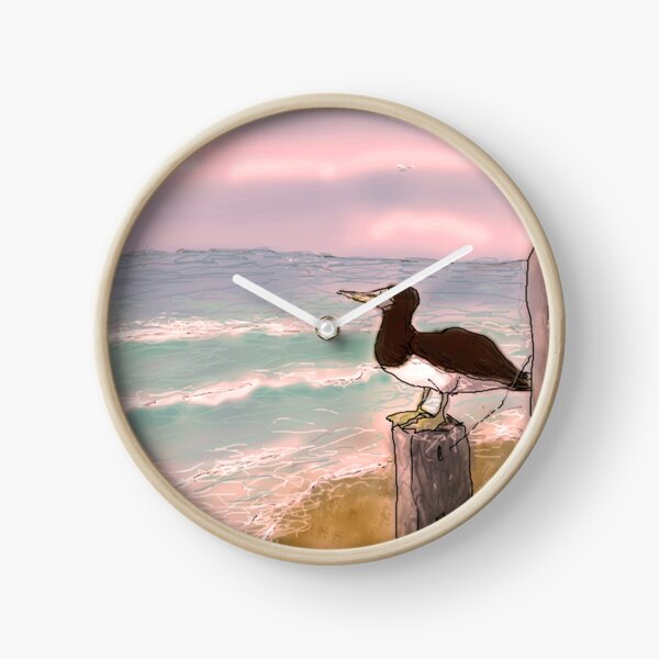 Booby bird - sunset Clock