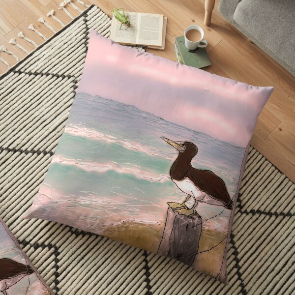 Booby bird - sunset Floor Pillow