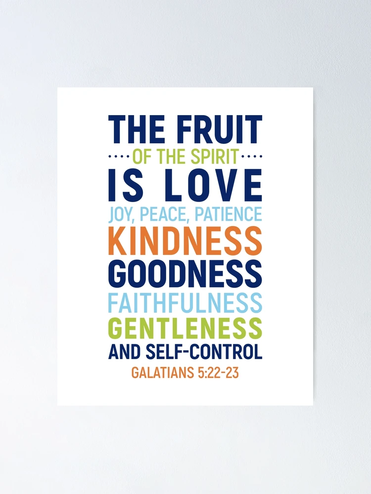 Galatians 5:22 Fruit Of The Spirit Vinyl Wall Decal - Love, Joy, Peace Scripture Quote, 12"H X 22.5"W