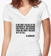 Noam Chomsky Quote Free Speech Freedom Women's Fitted V-Neck T-Shirt