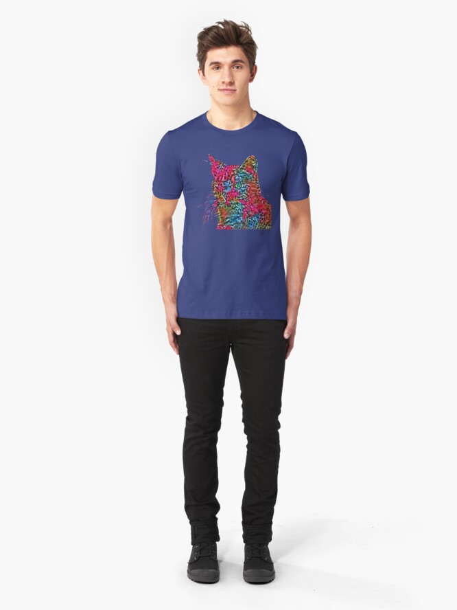 Alternate view of Artificial neural style Rose wild cat Slim Fit T-Shirt
