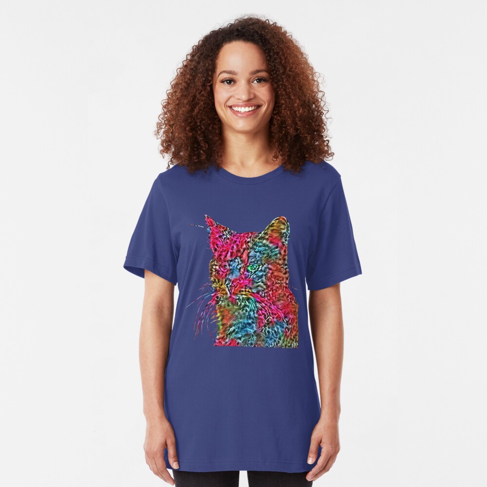 Artificial neural style Rose wild cat Slim Fit T-Shirt