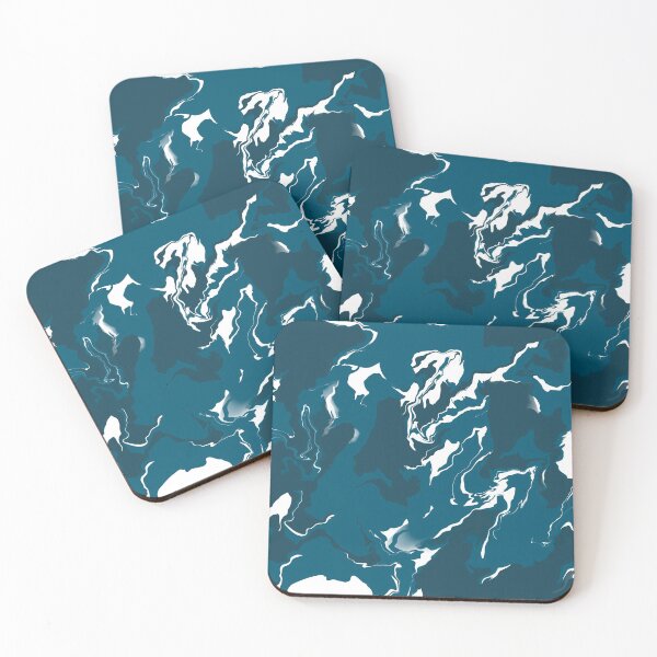 Item preview, Teal blue and navy and white marble abstract  designed and sold by Diane Hunter Art.