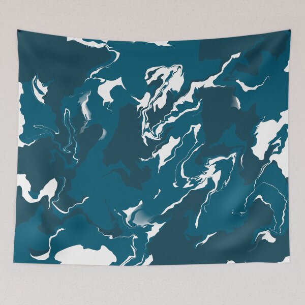 Item preview, Teal blue and navy and white marble abstract  designed and sold by Diane Hunter Art.
