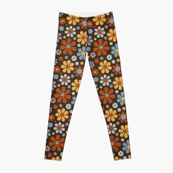 Vibrant and Cool 70s Flower Pattern Leggings