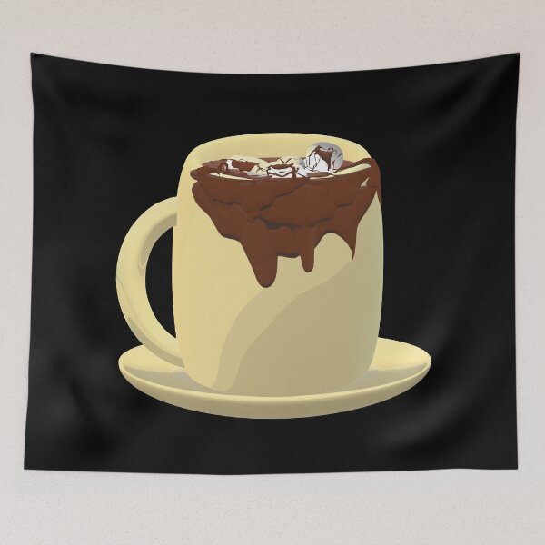 Item preview, Mug of Hot Cocoa with Melting Marshmallows and Chocolate Drizzles (Black Background) designed and sold by ArtByLM.