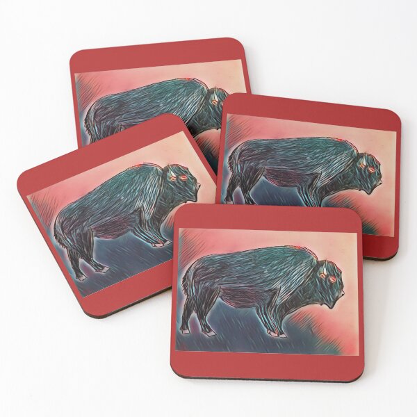 Item preview, Buffalo / bison artistically designed in strong colors designed and sold by Pelikancrazy.