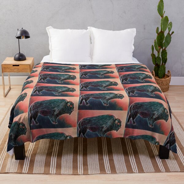 Item preview, Buffalo / bison artistically designed in strong colors designed and sold by Pelikancrazy.