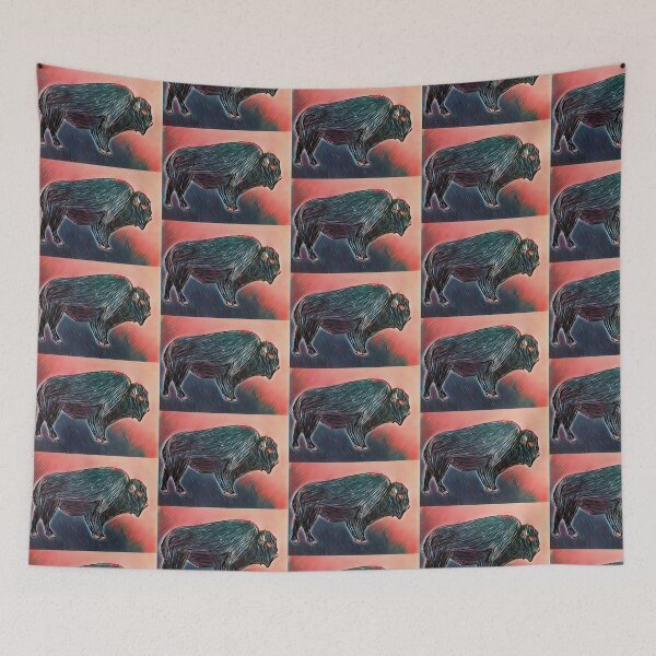 Item preview, Buffalo / bison artistically designed in strong colors designed and sold by Pelikancrazy.