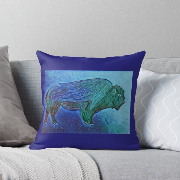 Item preview, Bison, buffalo artistically designed in blue and green designed and sold by Pelikancrazy.