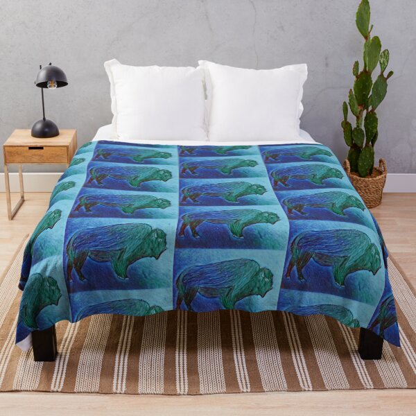 Item preview, Bison, buffalo artistically designed in blue and green designed and sold by Pelikancrazy.