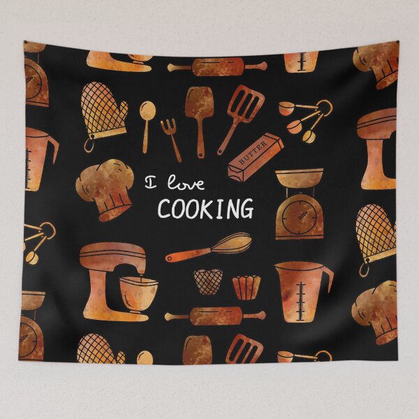Item preview, I love cooking doodle black designed and sold by Aura-E.