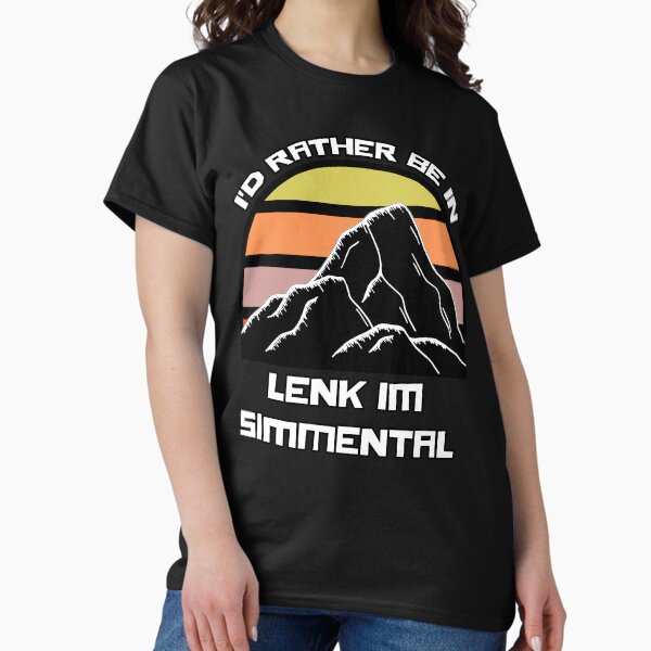 I'd Rather Be In Lenk im Simmental Switzerland Vintage Sunset Ski Mountain Classic T-Shirt