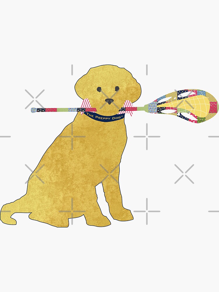 "Preppy Golden Retriever Lacrosse Dog" Sticker for Sale by emrdesigns