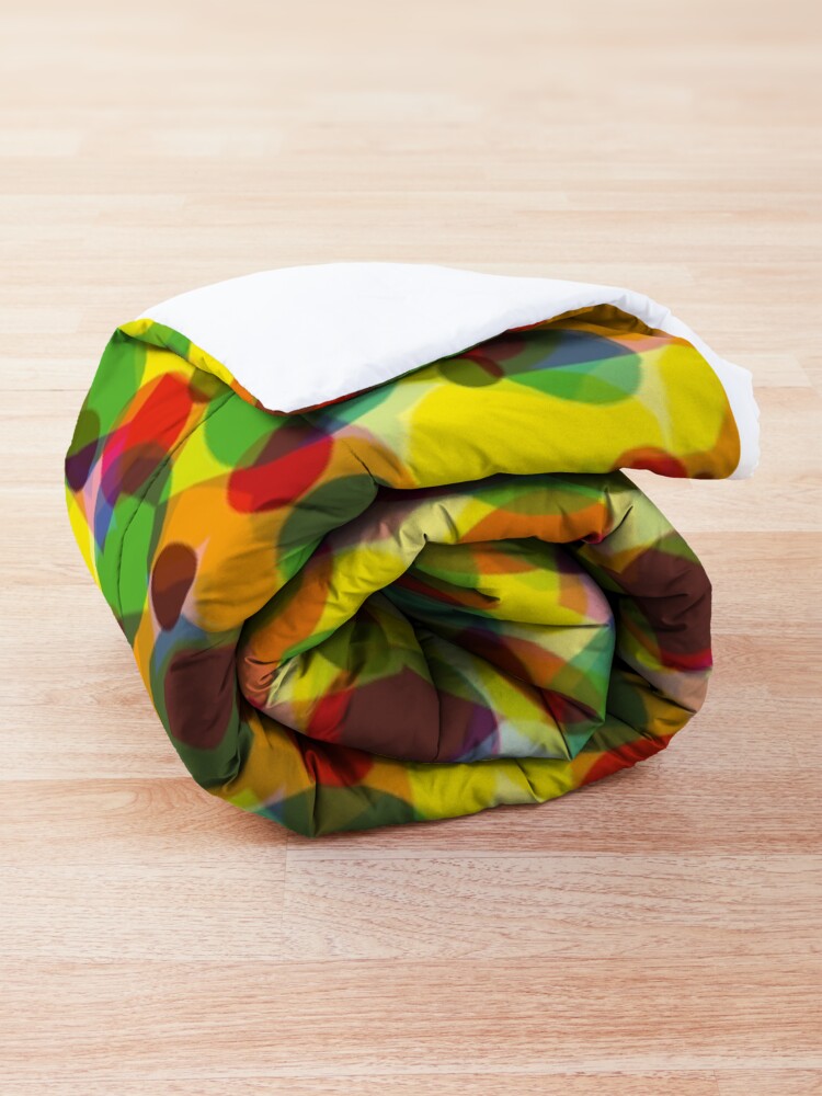 Alternate view of Spots and dots red yellow green abstract art Comforter