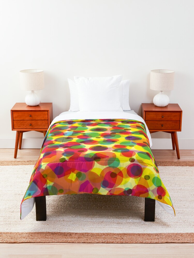 Alternate view of Spots and dots red yellow green abstract art Comforter