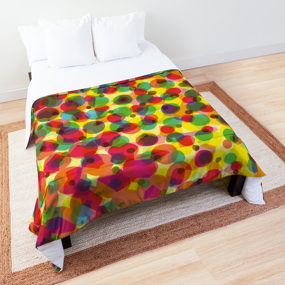 Spots and dots red yellow green abstract art Comforter