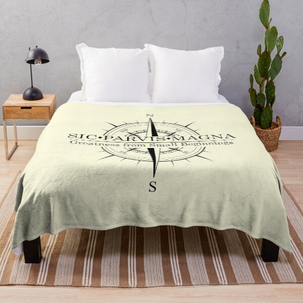 Sic Parvis Magna Design 4 with Compass Throw Blanket