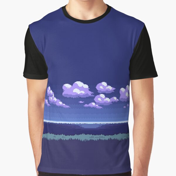 Pokemon Pixel Art 8 Bit Landscape Night Graphic T-Shirt