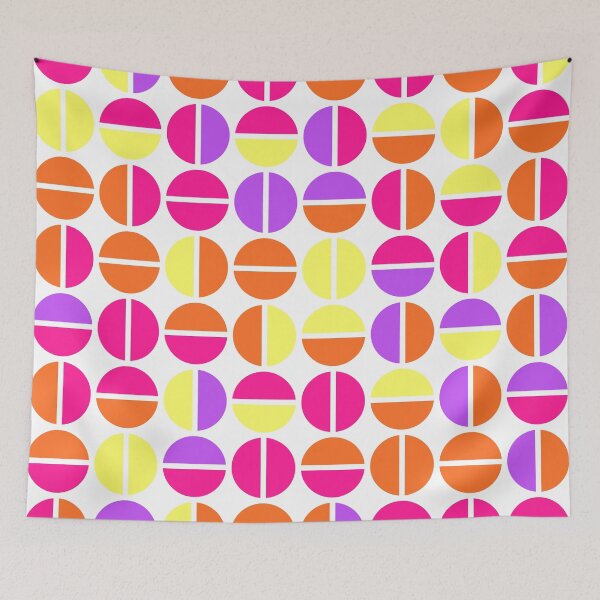 Item preview, Geometric elements in bright neon color palette in repeated asymmetrical pattern designed and sold by acidmit.