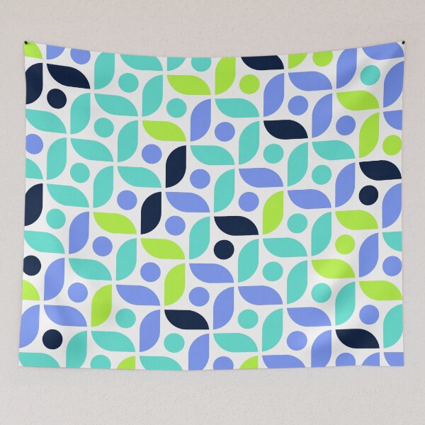 Item preview, Repeated asymmetrical mosaic in bright neon color palette with geometric elements designed and sold by acidmit.