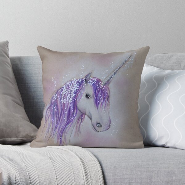 Lilac Dreaming Unicorn Throw Pillow