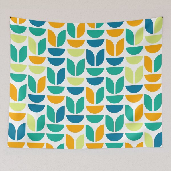 Item preview, Repeated asymmetrical ornament in bright neon color palette with geometric elements designed and sold by acidmit.