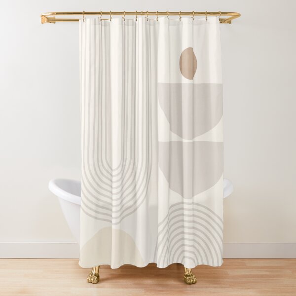 White & Black Boho Shower Curtain Mid-Century Modern Bath Curtain Mud Cloth Dashes Tribal Minimalist Abstract Bath Room Decor