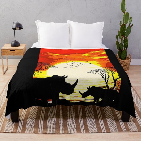 Item preview, Rhino watercolour sunset designed and sold by AJSkinnerPrints.
