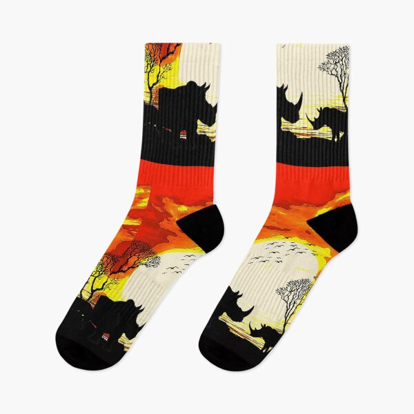Item preview, Rhino watercolour sunset designed and sold by AJSkinnerPrints.