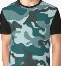 Turquoise Camouflage pattern Graphic T-Shirt