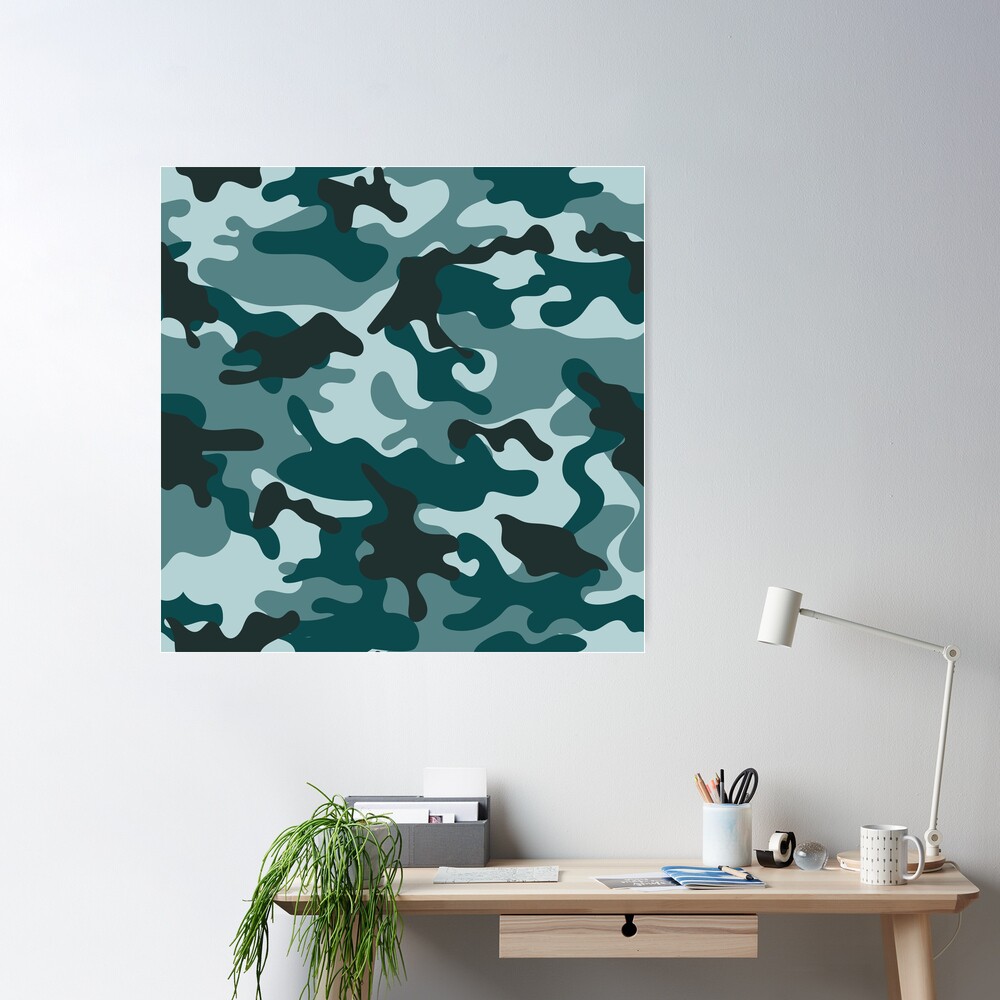 Blue marine army camo camouflage pattern Canvas Print by ARTPICS