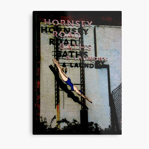 Hornsey Road Baths & Laundry neon Metal Print