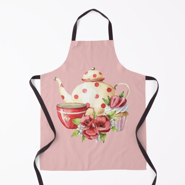 Item preview, Afternoon Tea - Polka Dot Teapot, Cup, Strawberry Cupcake and Flowers designed and sold by Alicia Chee.