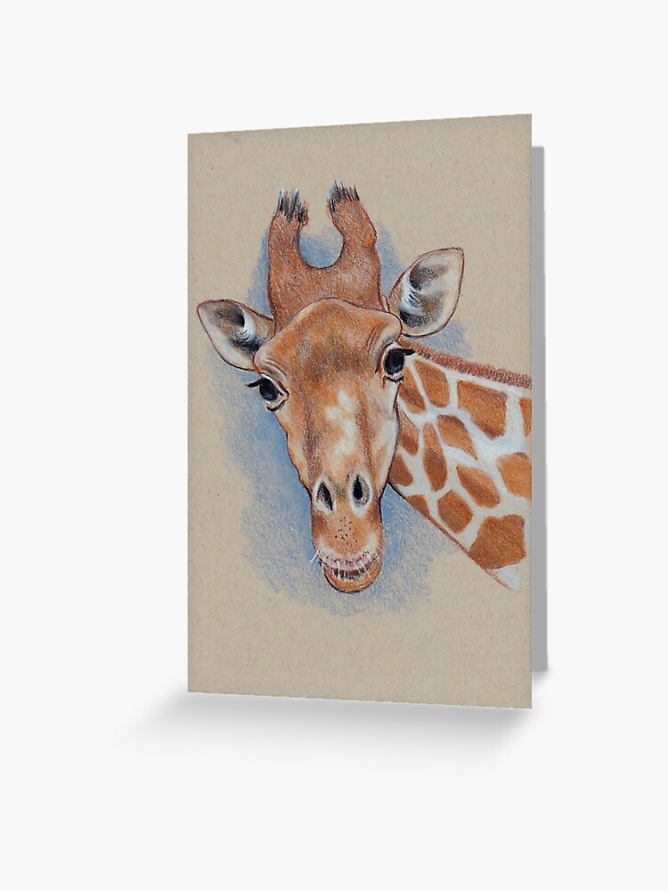 Cute Giraffe: Animal, Colour Pencil Drawing Greeting Card for Sale by Joyce  Geleynse