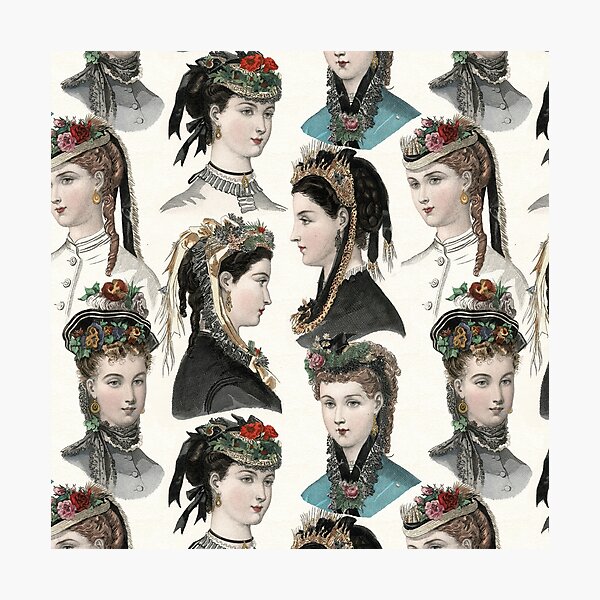 Item preview, Elegant Victorian Women in Vintage Fashion Hats designed and sold by AntiqueImages.
