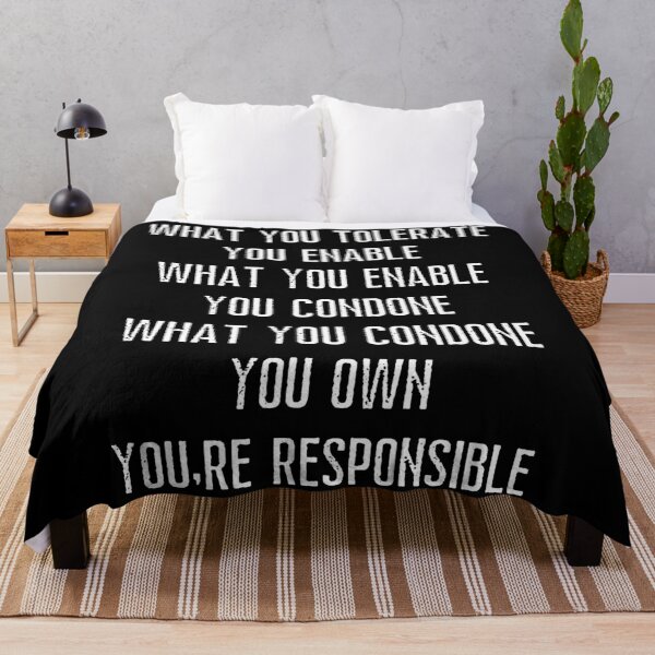 Item preview, What you tolerate you enable. You're responsible. Text only design. Red, white, blue text. Capitals. Grunge, Distressed. designed and sold by JellyBeenzz.