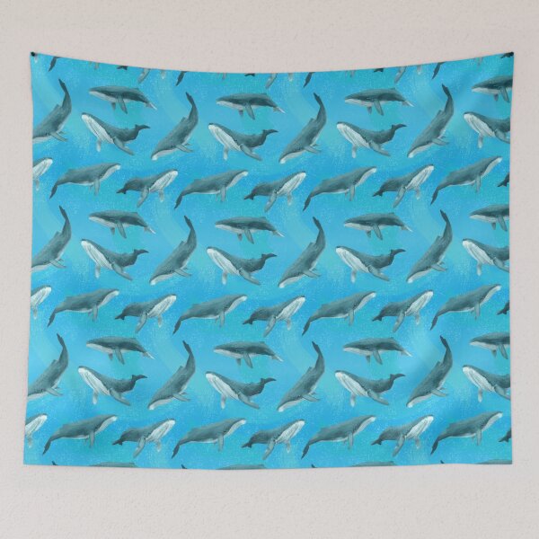 Item preview, Humpback Whales Repeating Ocean Pattern designed and sold by stilo29.