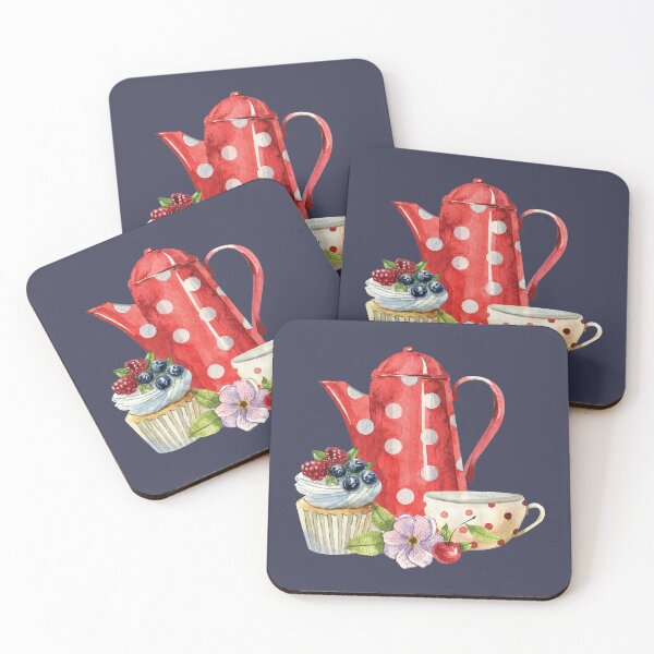 Item preview, Afternoon Tea - Polka Dot Jug, Cup, Berries Cupcake and Flowers designed and sold by Alicia Chee.