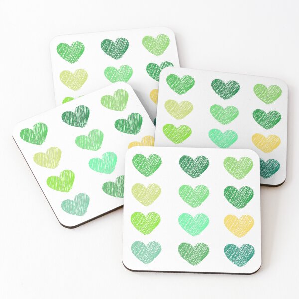 Item preview, Heart pattern and sticker - green edition (white BG) designed and sold by InyasArt.