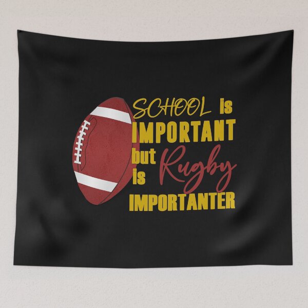 Artikelvorschau, Schule ist wichtig, aber Rugby ist wichtiger - lustige Rugby-Ball und Text Humor Geschenkidee entworfen und verkauft von leo121687.