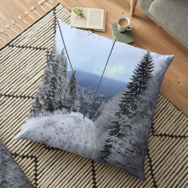 Winter on the ski slope Floor Pillow