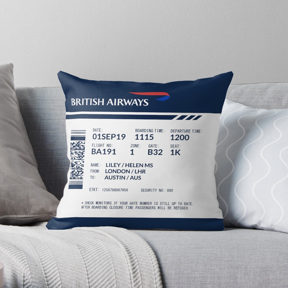 Boarding Pass 5748x5748 LHM Throw Pillow