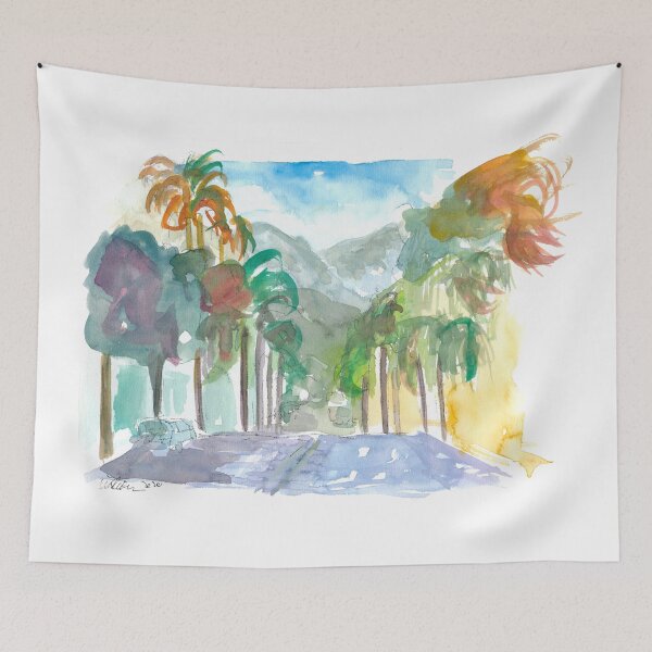 Item preview, Santa Barbara California Street Scene with Palms designed and sold by artshop77.