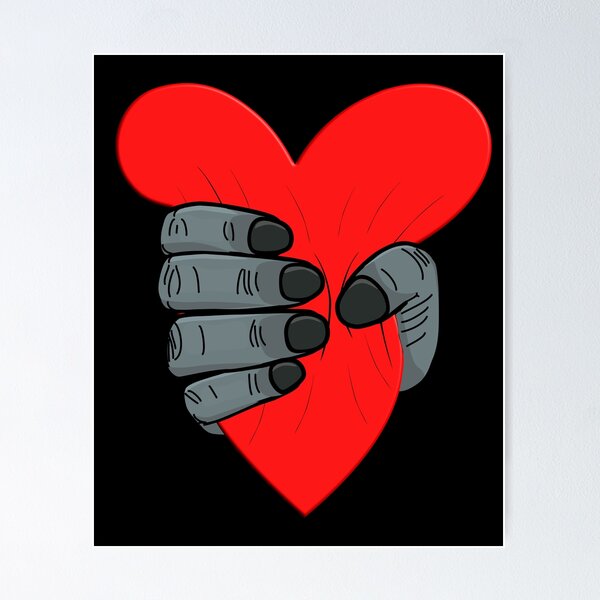 Item preview, Una mano de mono aplasta un corazón rompecorazones designed and sold by Paulina Vanlife.