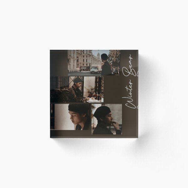 BTS Taehyung brown winter bear aesthetic Acrylic Block
