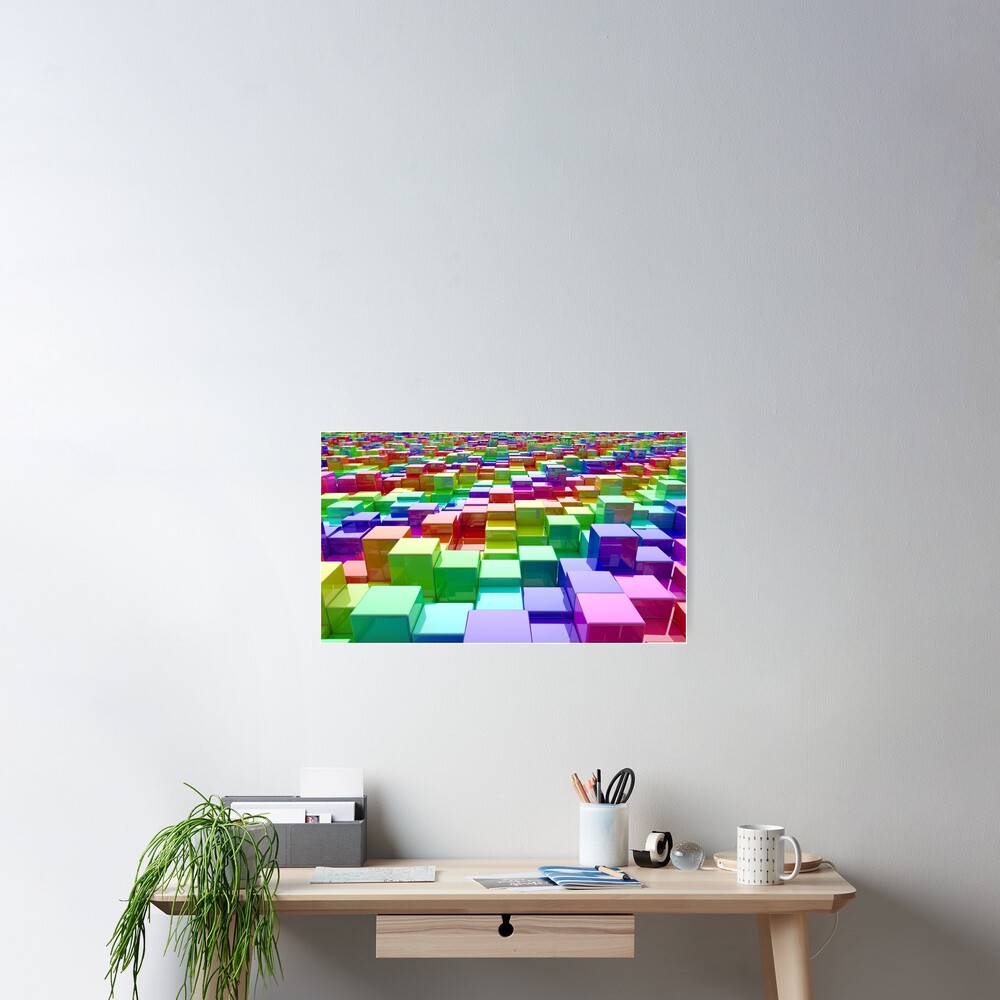 Rainbow Cubes Poster