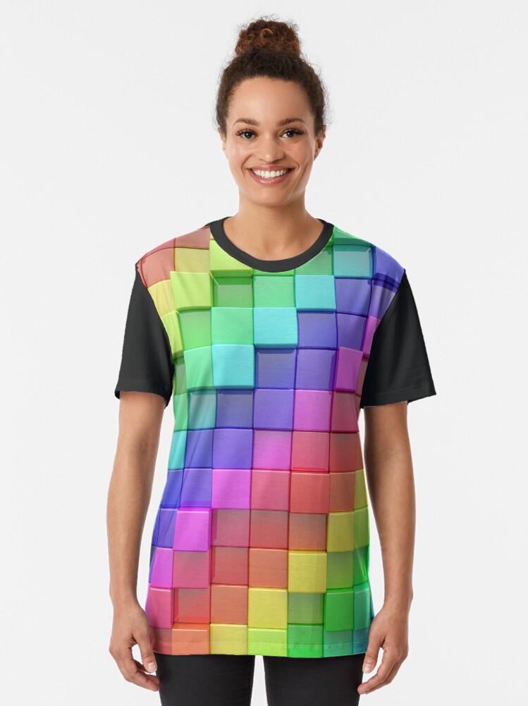 Alternate view of Rainbow Cubes Graphic T-Shirt