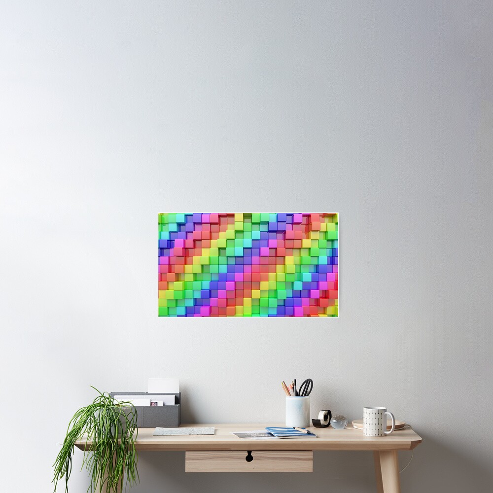 Rainbow Cubes Poster
