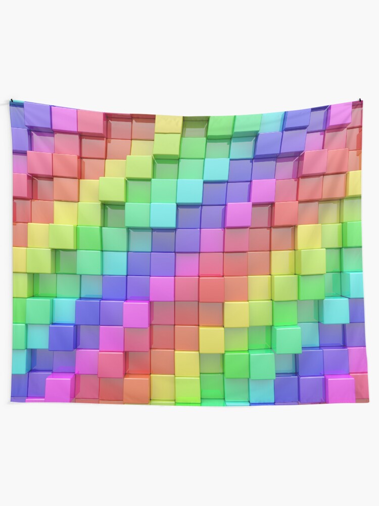 Alternate view of Rainbow Cubes Tapestry